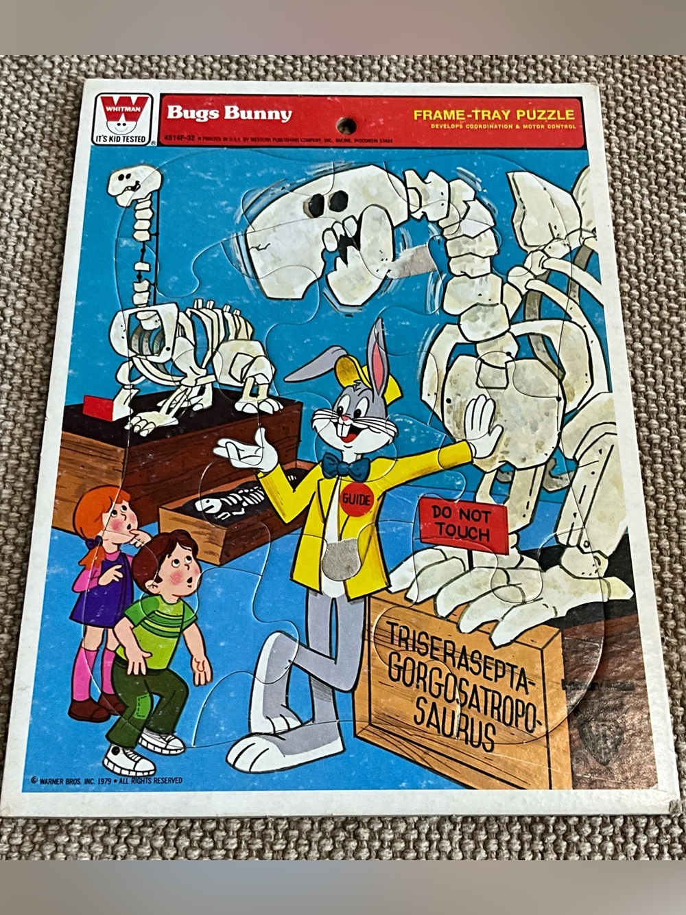 Vintage 1979 Whitman Bugs Bunny Frame Tray Puzzle Dinosaur